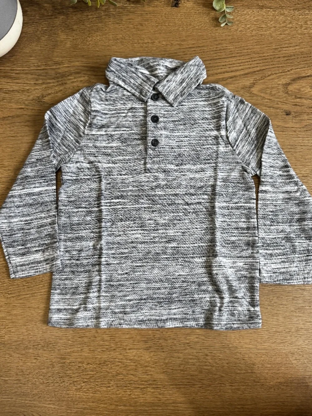Old Navy Boys 2T Gray Marled Long Sleeve Polo Shirt